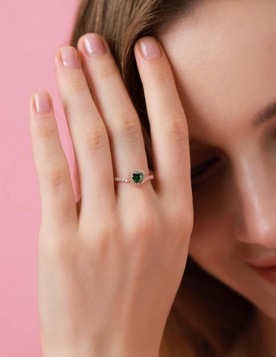 Anillo de corazón Eternity Moments de plata vermeil P 925 zirconia cúbica con acabado baño de oro rosa 6