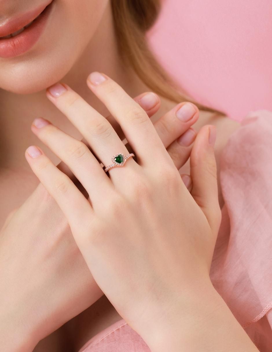 Anillo de corazón Eternity Moments de plata vermeil P 925 zirconia cúbica con acabado baño de oro rosa 7