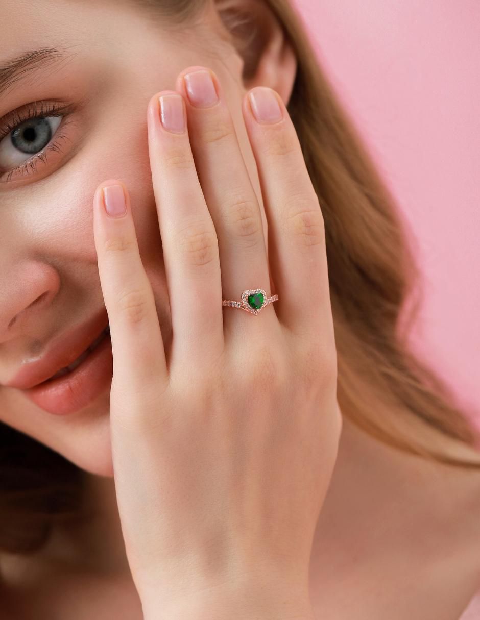 Anillo de corazón Eternity Moments de plata vermeil P 925 zirconia cúbica con acabado baño de oro rosa 8