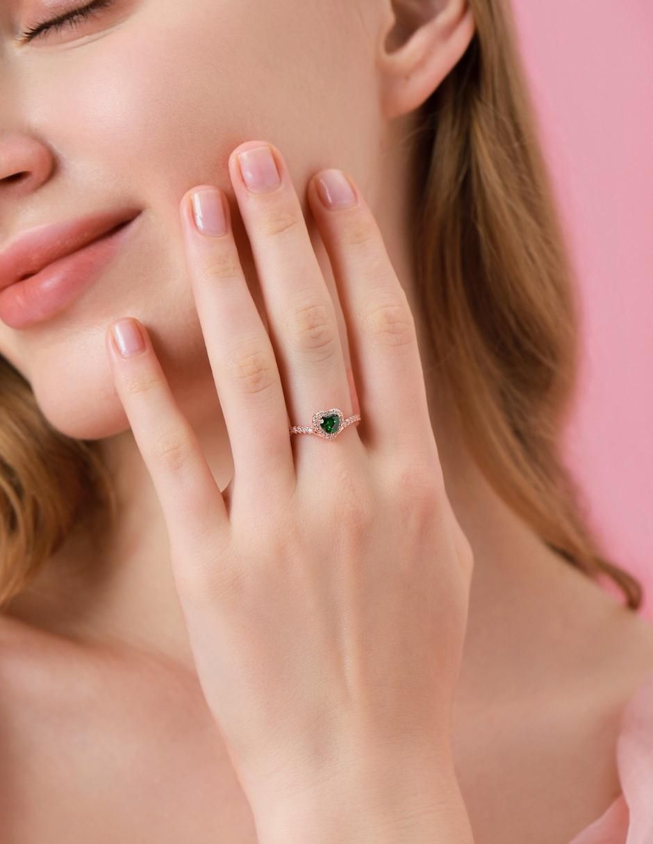 Anillo de corazón Eternity Moments de plata vermeil P 925 zirconia cúbica con acabado baño de oro rosa 9