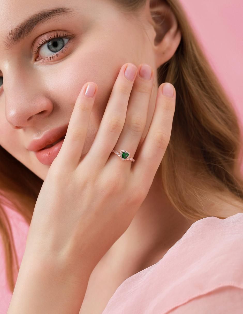 Anillo de corazón Eternity Moments de plata vermeil P 925 zirconia cúbica con acabado baño de oro rosa 10