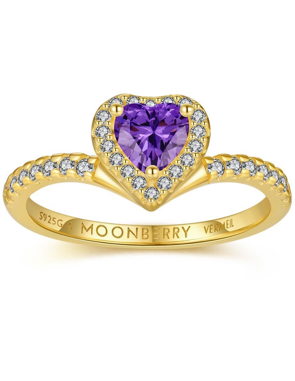 Anillo de corazón Eternity Moments de plata vermeil P 925 zirconia cúbica con acabado baño de oro 2