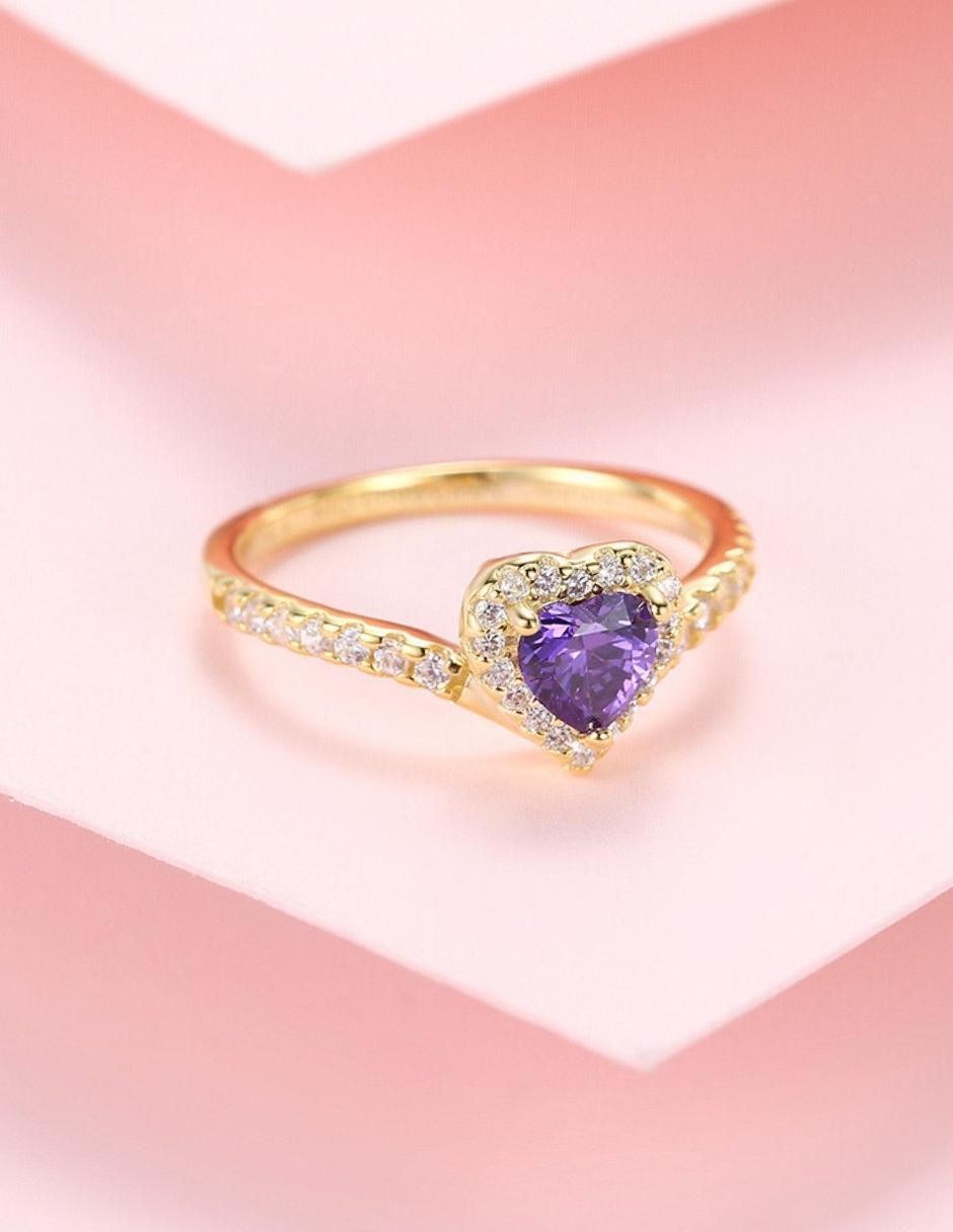 Anillo de corazón Eternity Moments de plata vermeil P 925 zirconia cúbica con acabado baño de oro 4