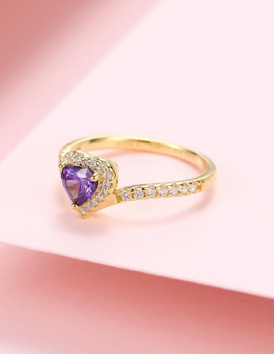 Anillo de corazón Eternity Moments de plata vermeil P 925 zirconia cúbica con acabado baño de oro 6