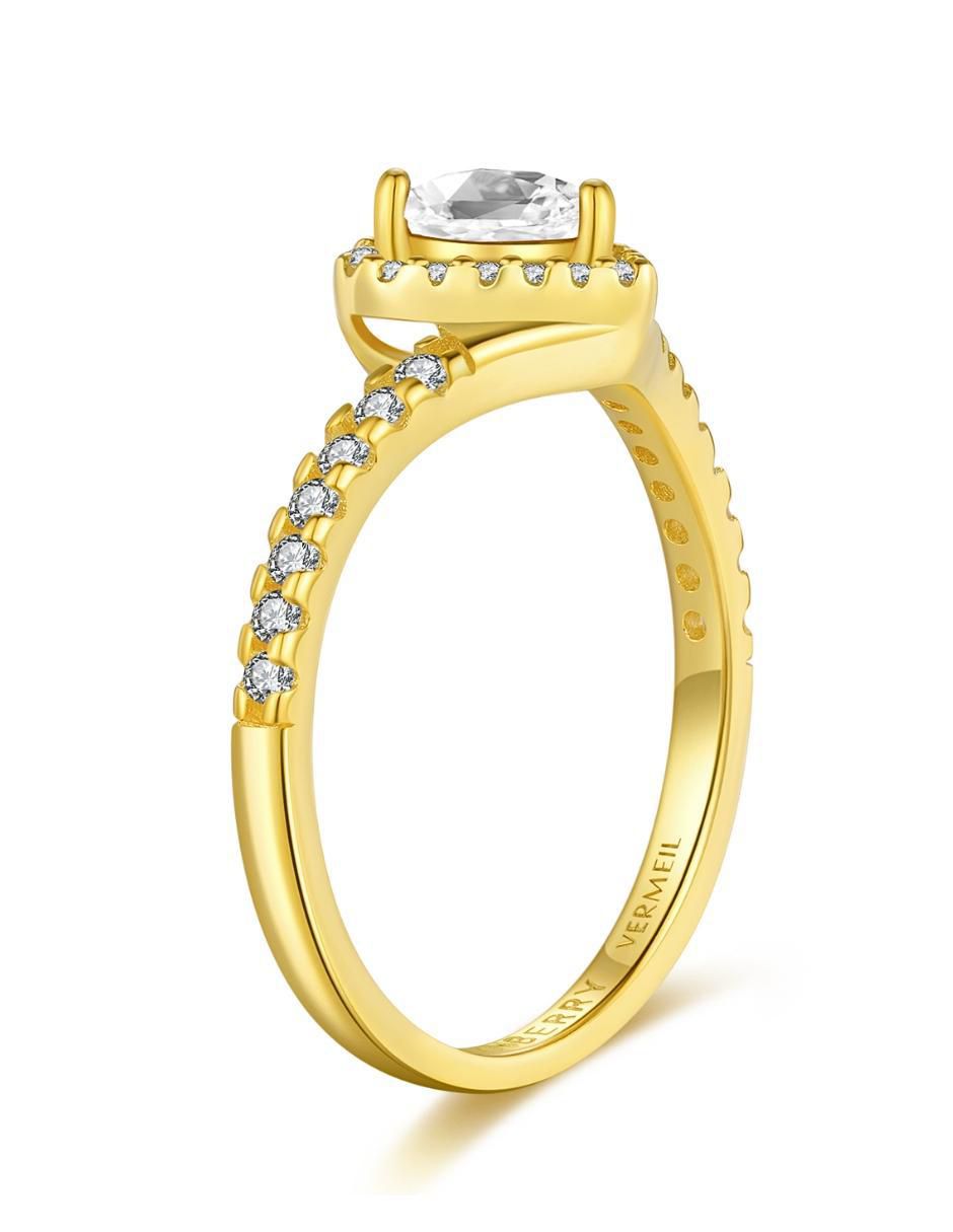 Anillo de corazón Eternity Moments de plata vermeil P 925 zirconia cúbica con acabado baño de oro 3