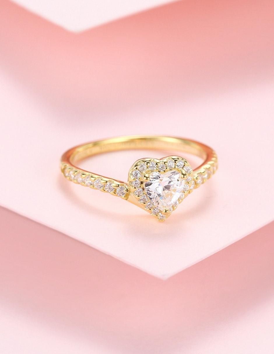 Anillo de corazón Eternity Moments de plata vermeil P 925 zirconia cúbica con acabado baño de oro 4