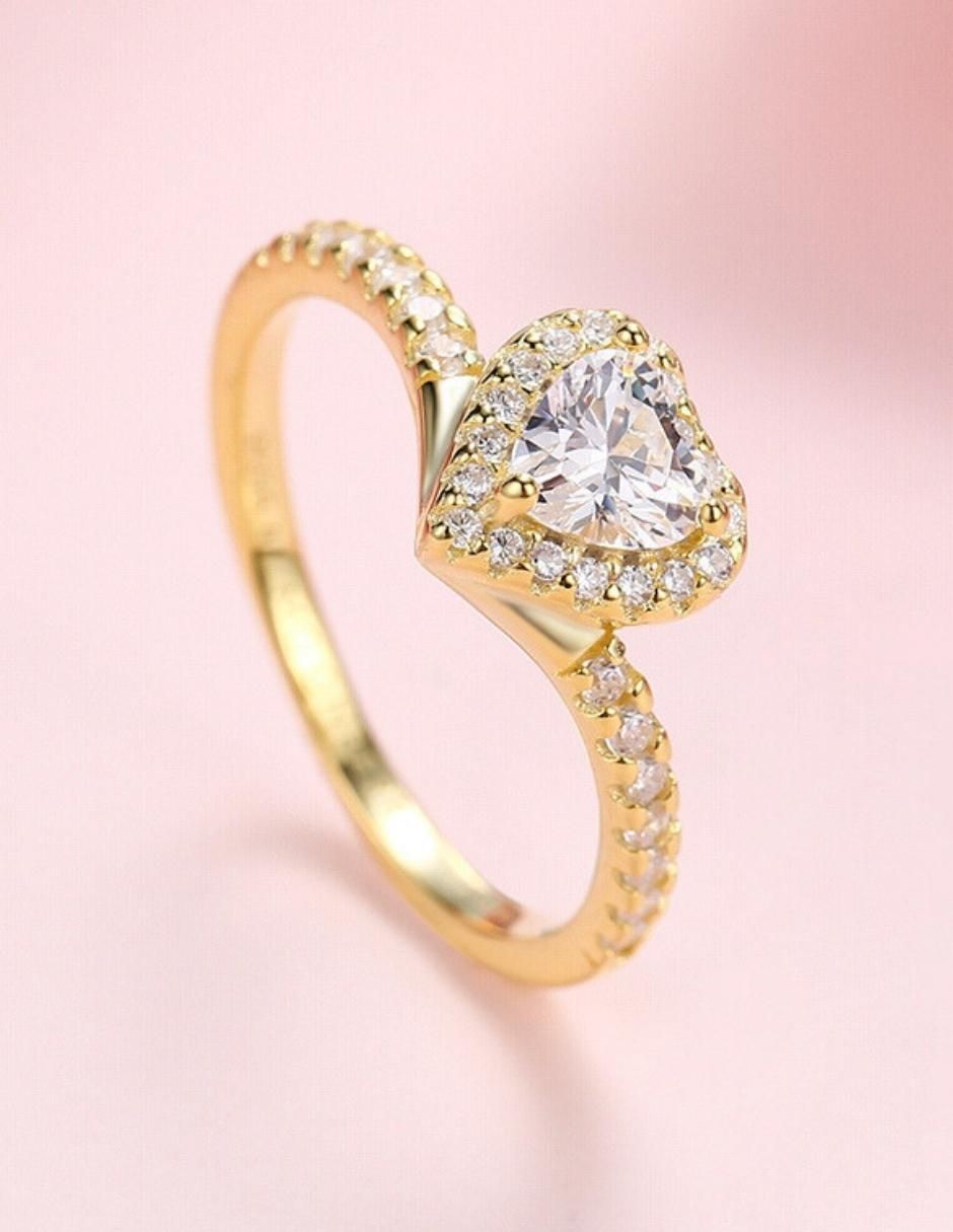 Anillo de corazón Eternity Moments de plata vermeil P 925 zirconia cúbica con acabado baño de oro 5