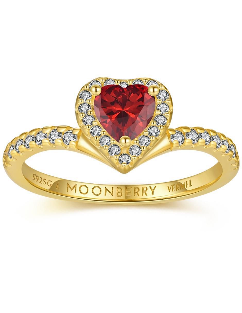 Anillo de corazón Eternity Moments de plata vermeil P 925 zirconia cúbica con acabado baño de oro 2