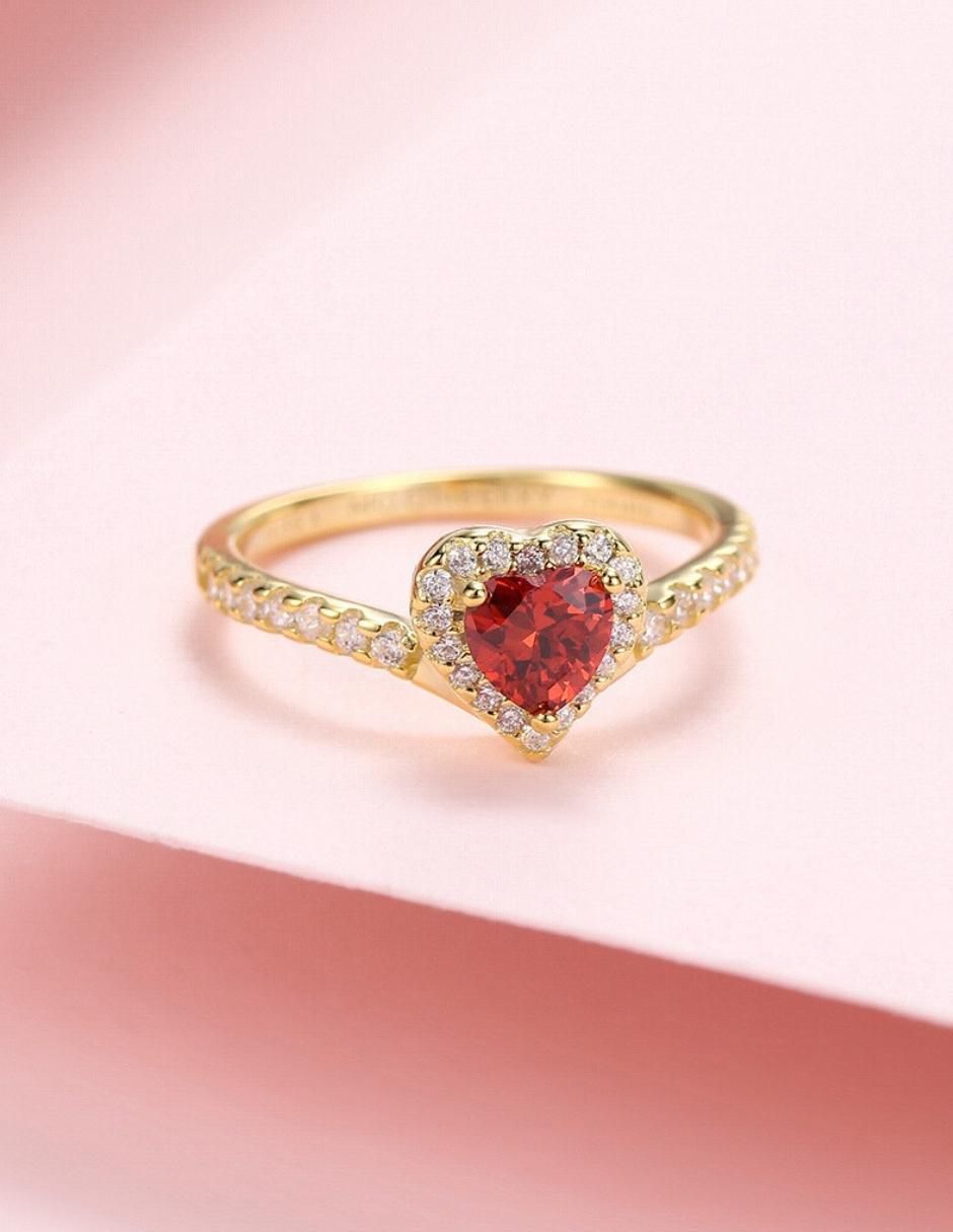 Anillo de corazón Eternity Moments de plata vermeil P 925 zirconia cúbica con acabado baño de oro 4