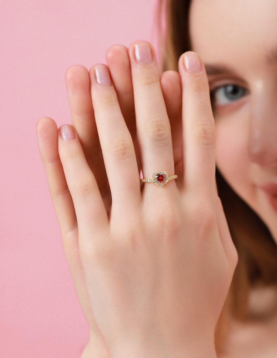 Anillo de corazón Eternity Moments de plata vermeil P 925 zirconia cúbica con acabado baño de oro 8