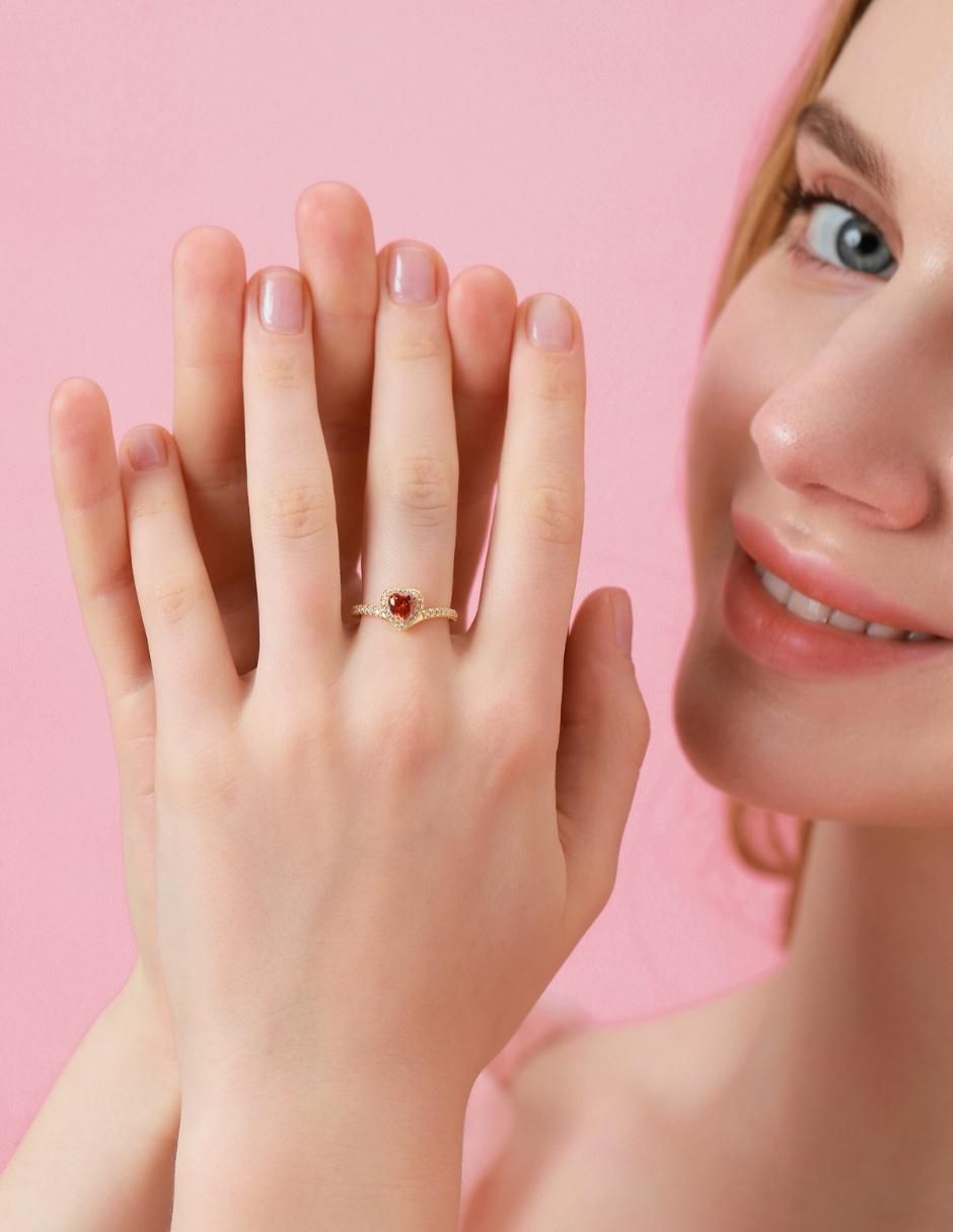 Anillo de corazón Eternity Moments de plata vermeil P 925 zirconia cúbica con acabado baño de oro 10