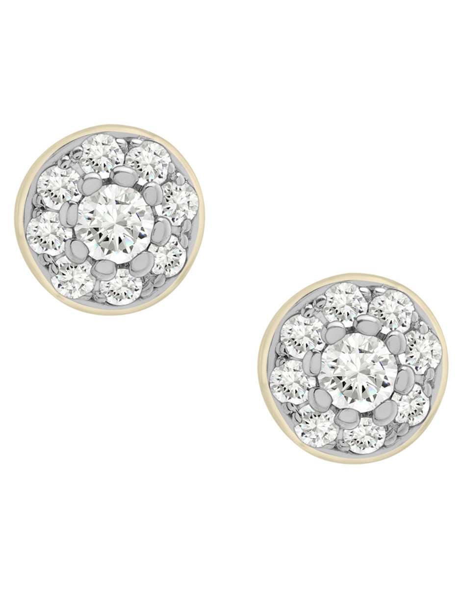 Broqueles circulares de oro 14 K con acabado pavé