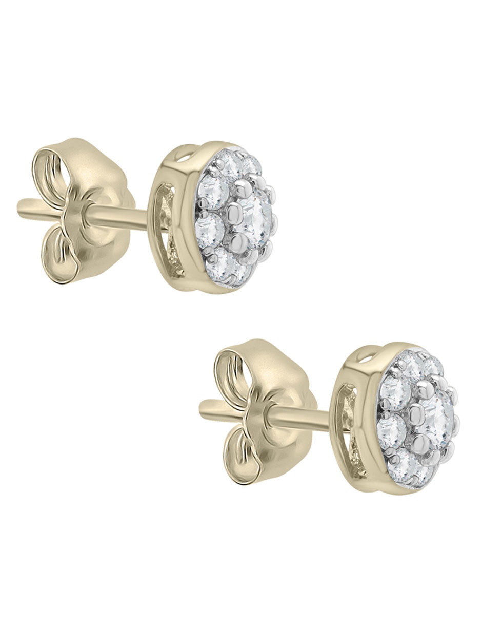 Broqueles circulares de oro 14 K con acabado pavé 2