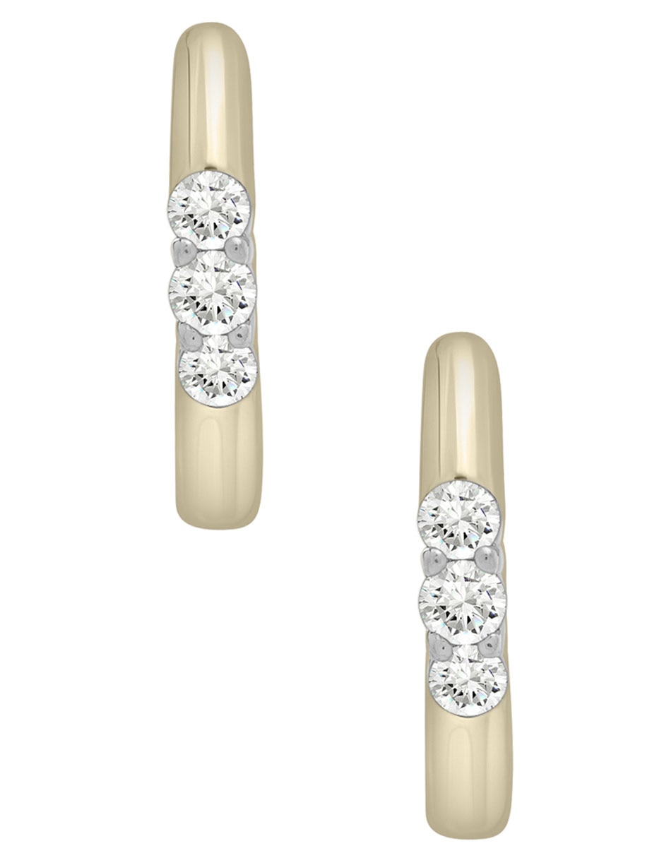 Aretes de aro de oro 14 K con acabado brillante diamante