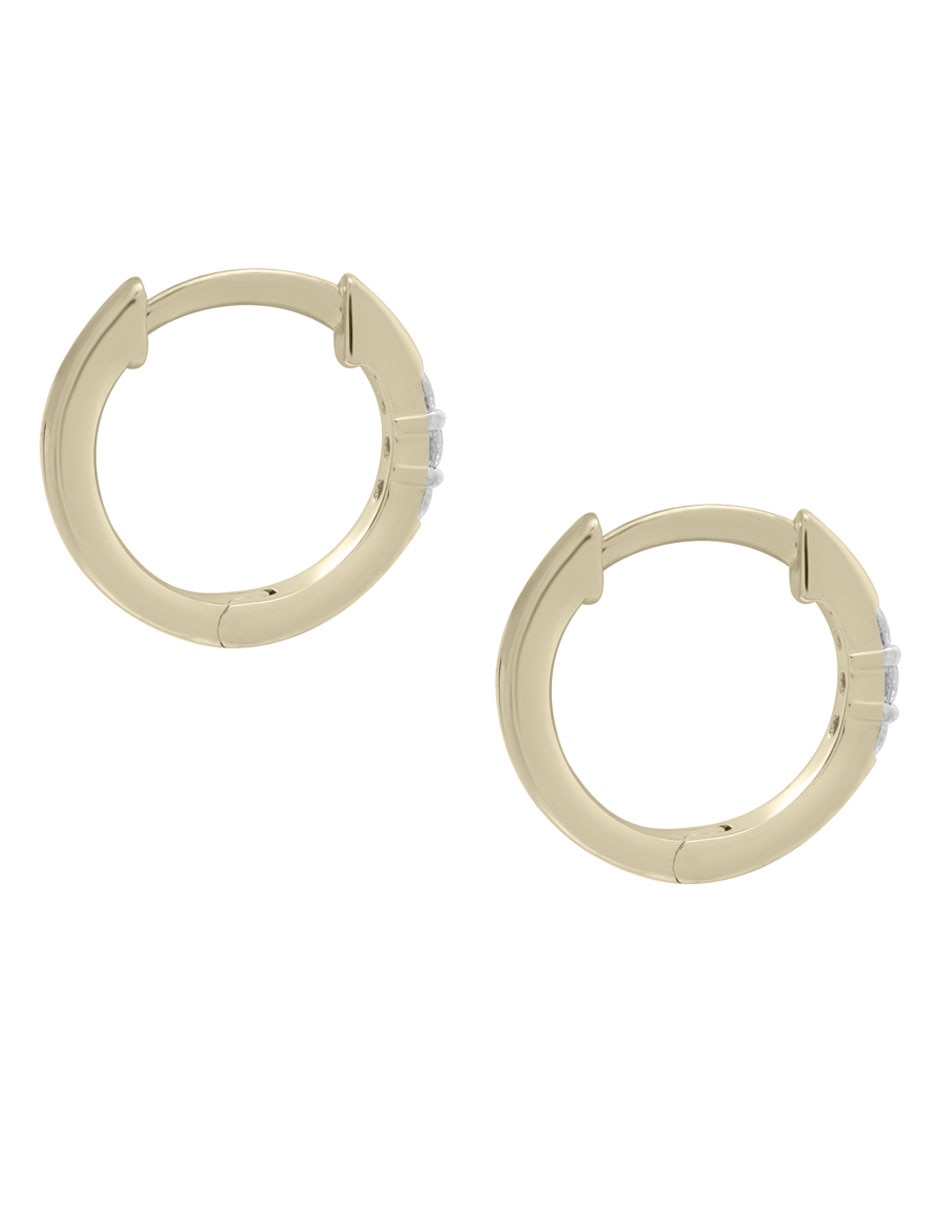 Aretes de aro de oro 14 K con acabado brillante diamante 3
