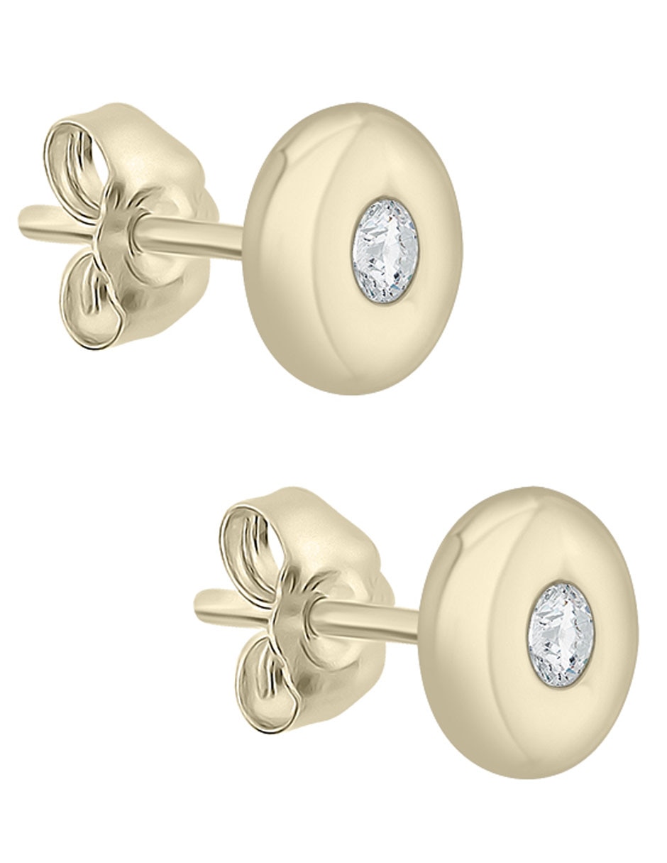 Broqueles de oro 14 k con acabado brillante diamante 3