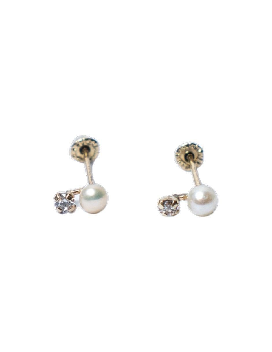 Broqueles de perla de oro con acabado pavé zirconia