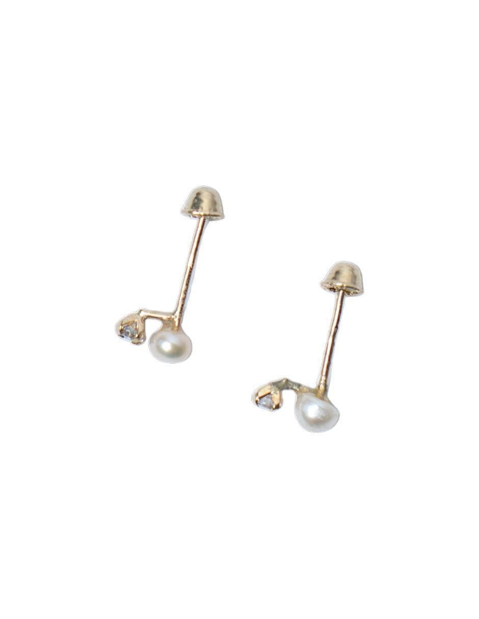 Broqueles de perla de oro con acabado pavé zirconia 4