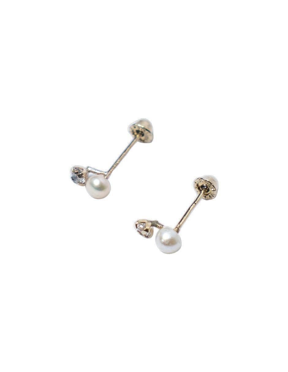 Broqueles de perla de oro con acabado pavé zirconia 5