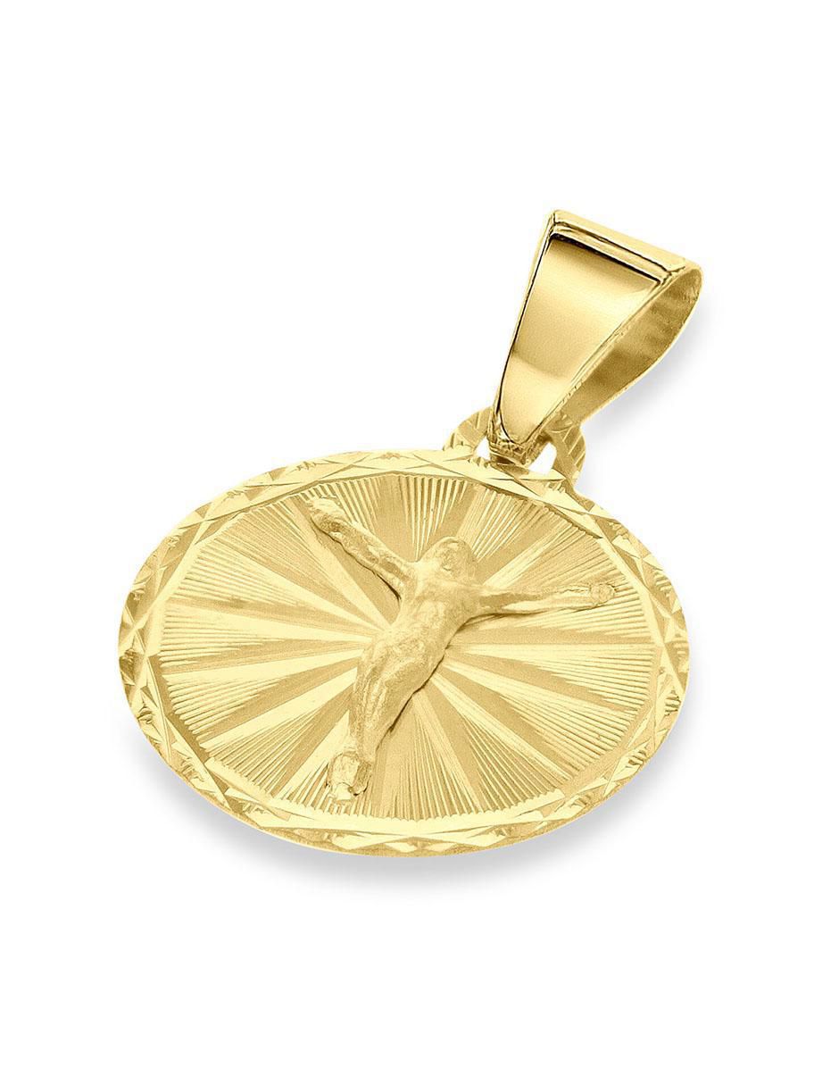 Medalla circular cristo de oro 14 K 2