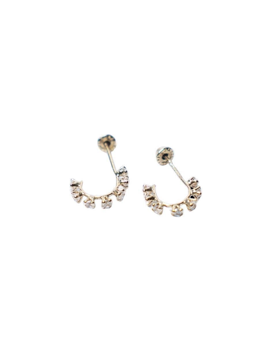 Aretes de media luna de oro con acabado pavé zirconia