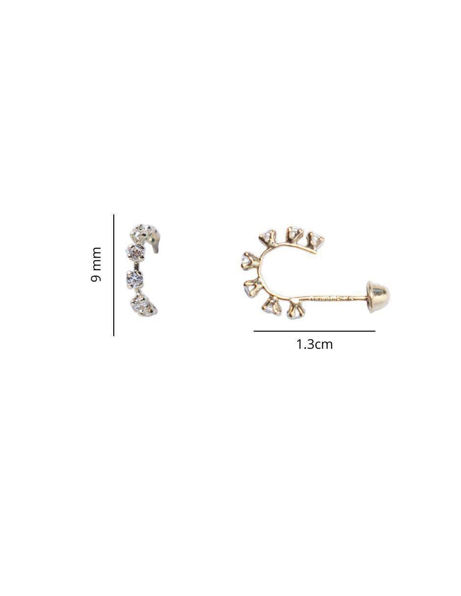 Aretes de media luna de oro con acabado pavé zirconia 6