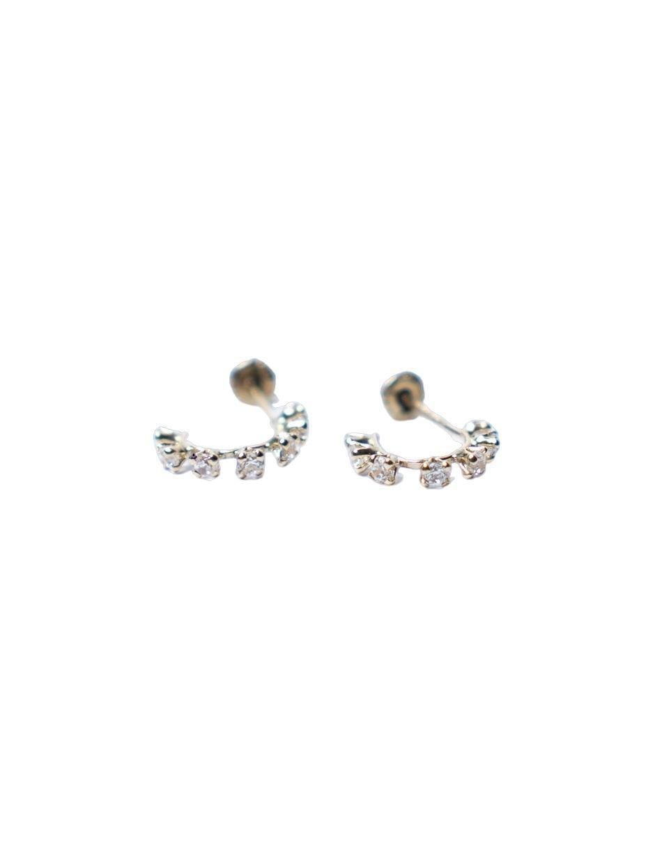 Aretes de media luna de oro con acabado pavé zirconia 4
