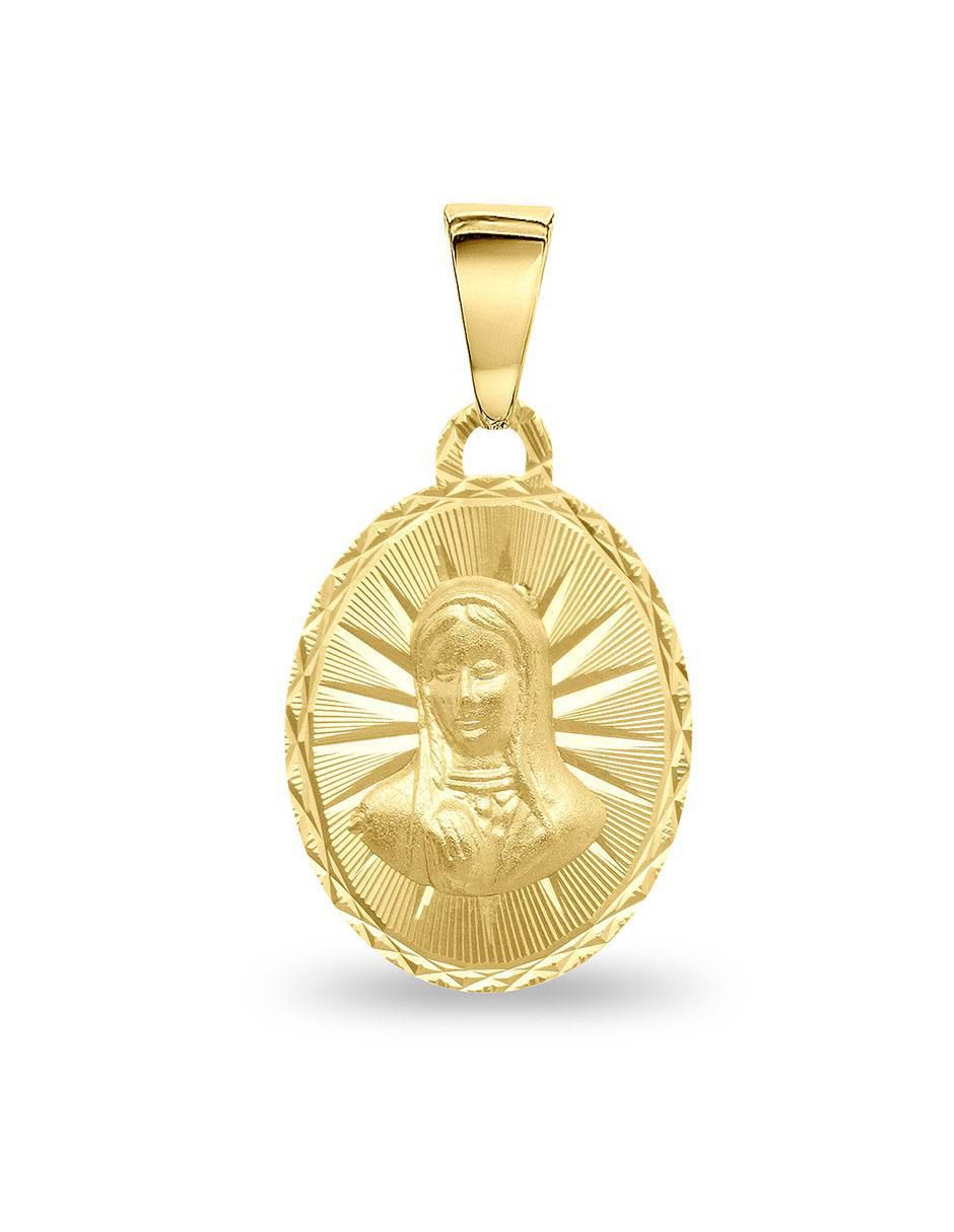 Medalla ovalada virgen de guadalupe de oro amarillo 14 K
