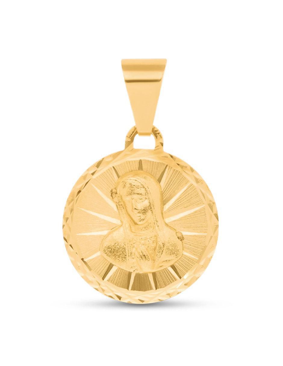 Medalla circular virgen de guadalupe de oro 14 K