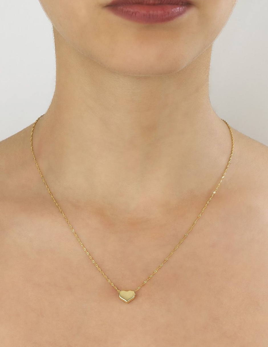 Collar con dije de corazón de oro 14 K 2