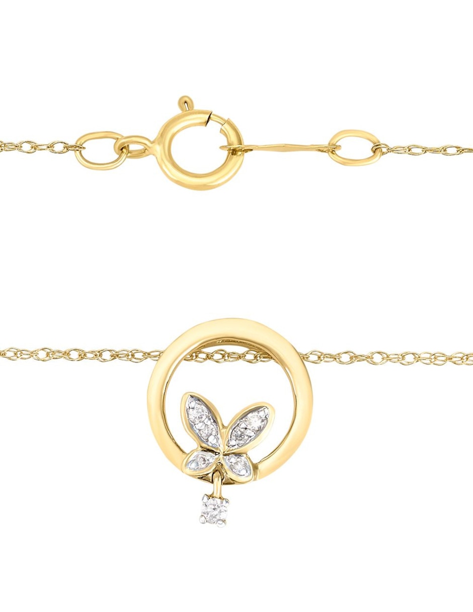 Collar con dije de mariposa de oro 14 K