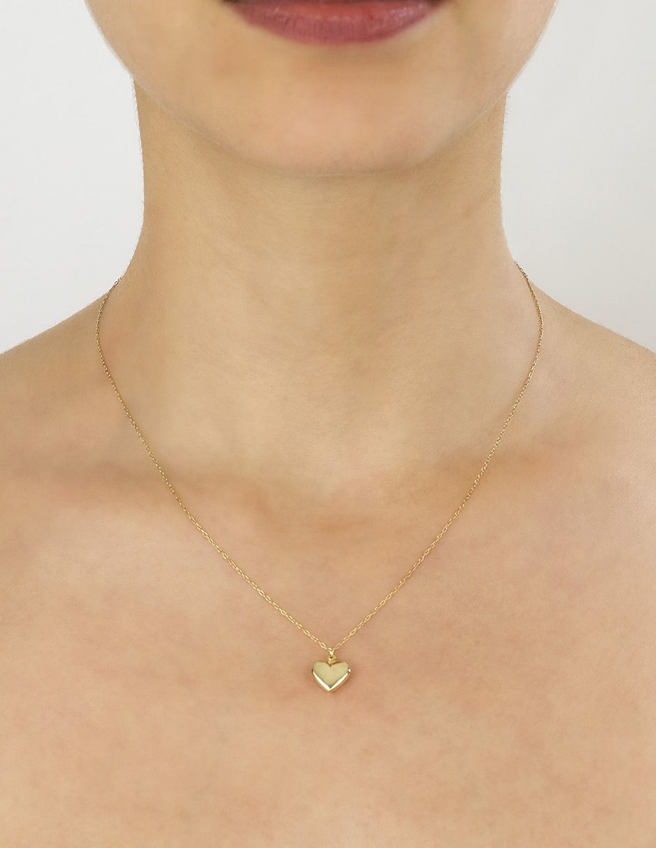 Collar con dije de corazón de oro 14 K 2