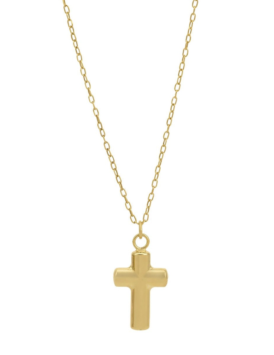 Collar con dije de cruz de oro 14 K