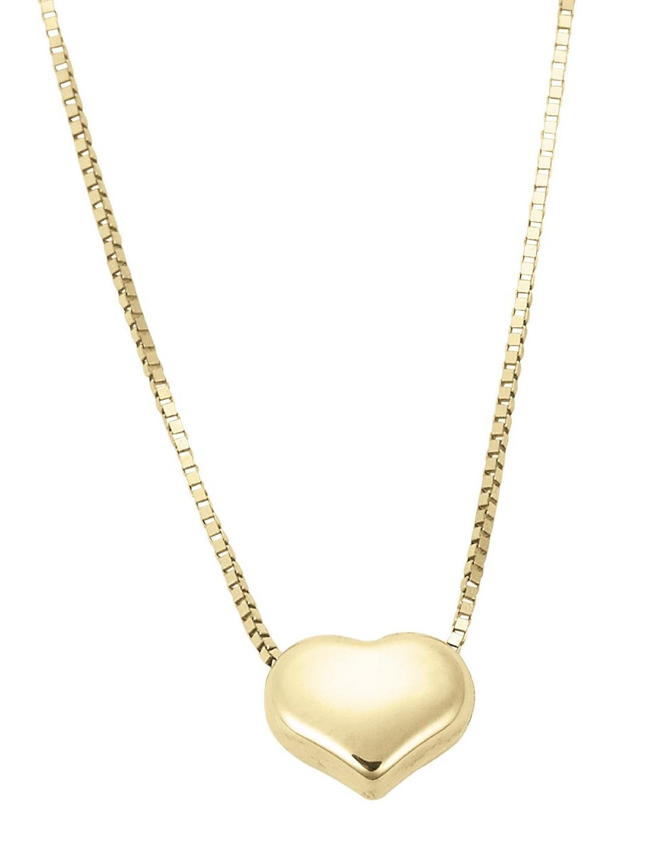 Collar con dije de corazón de oro 14 K