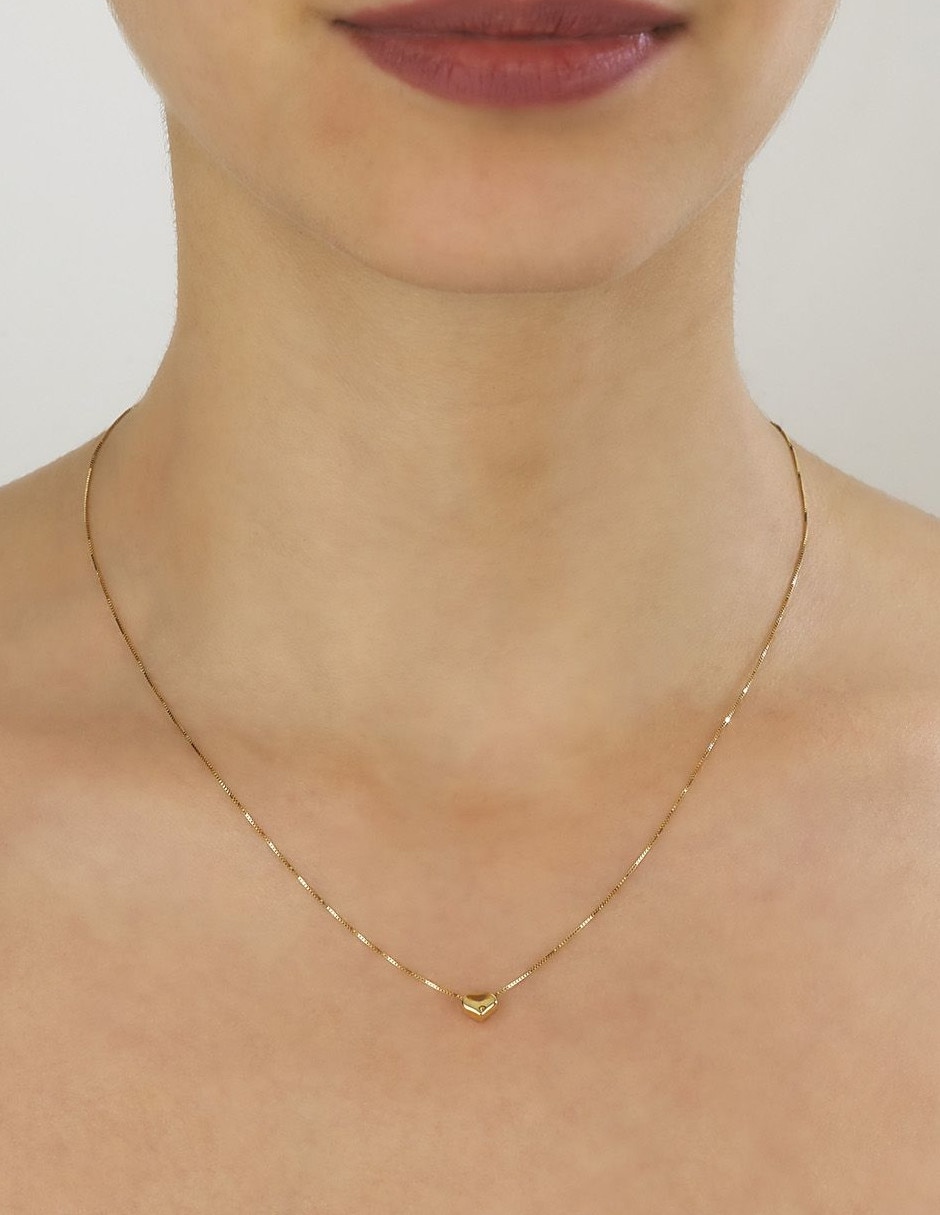 Collar con dije de corazón de oro 14 K 2