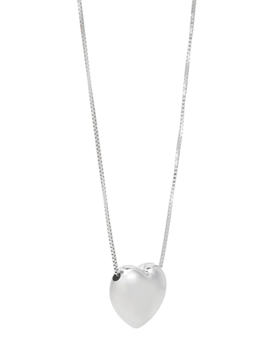 Collar de corazón de oro blanco 14 K 3