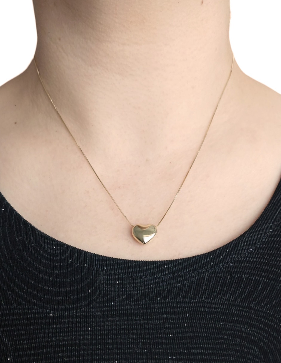 Collar con dije de corazón de oro 14 K 2