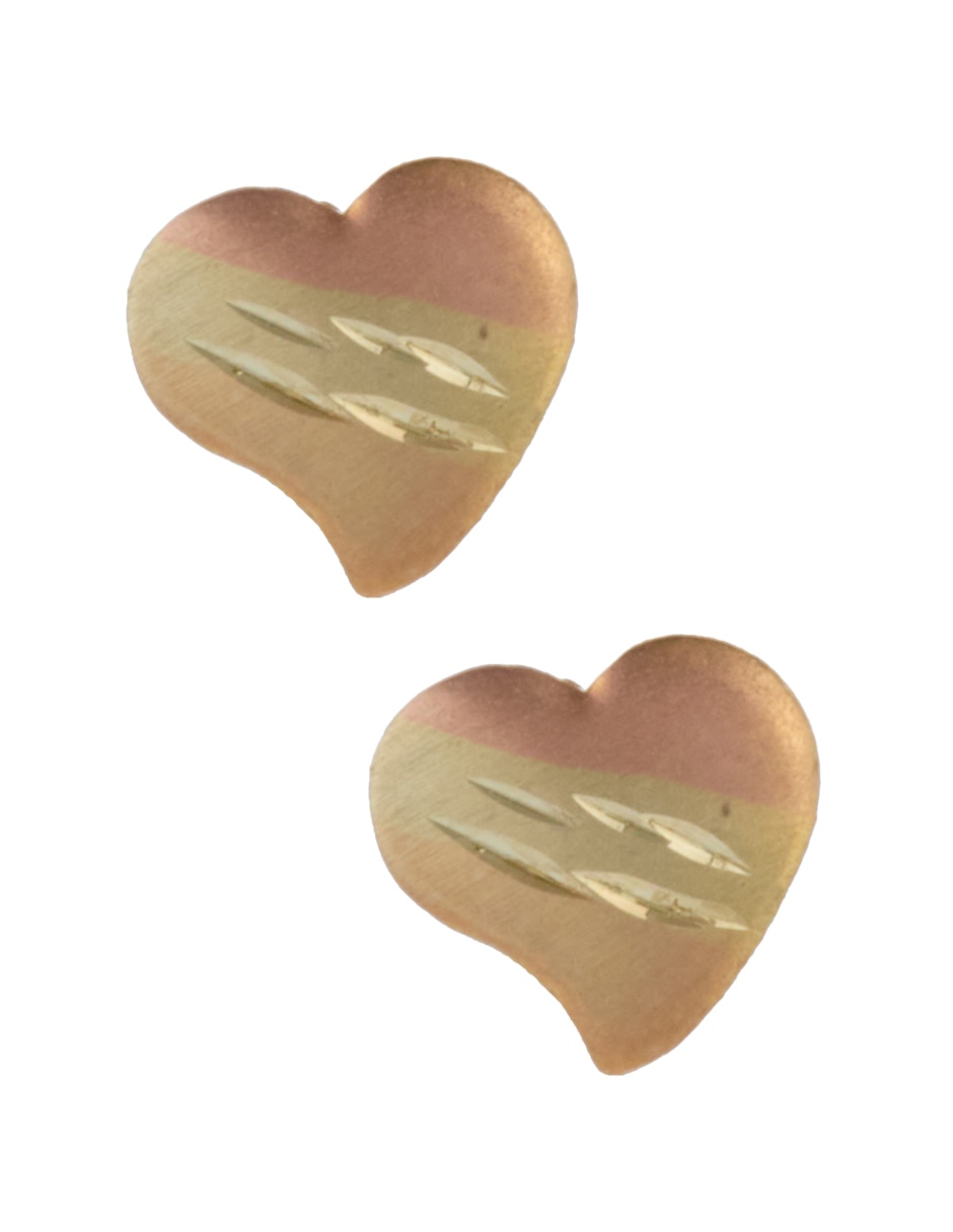 Broqueles de corazón de oro 14 K
