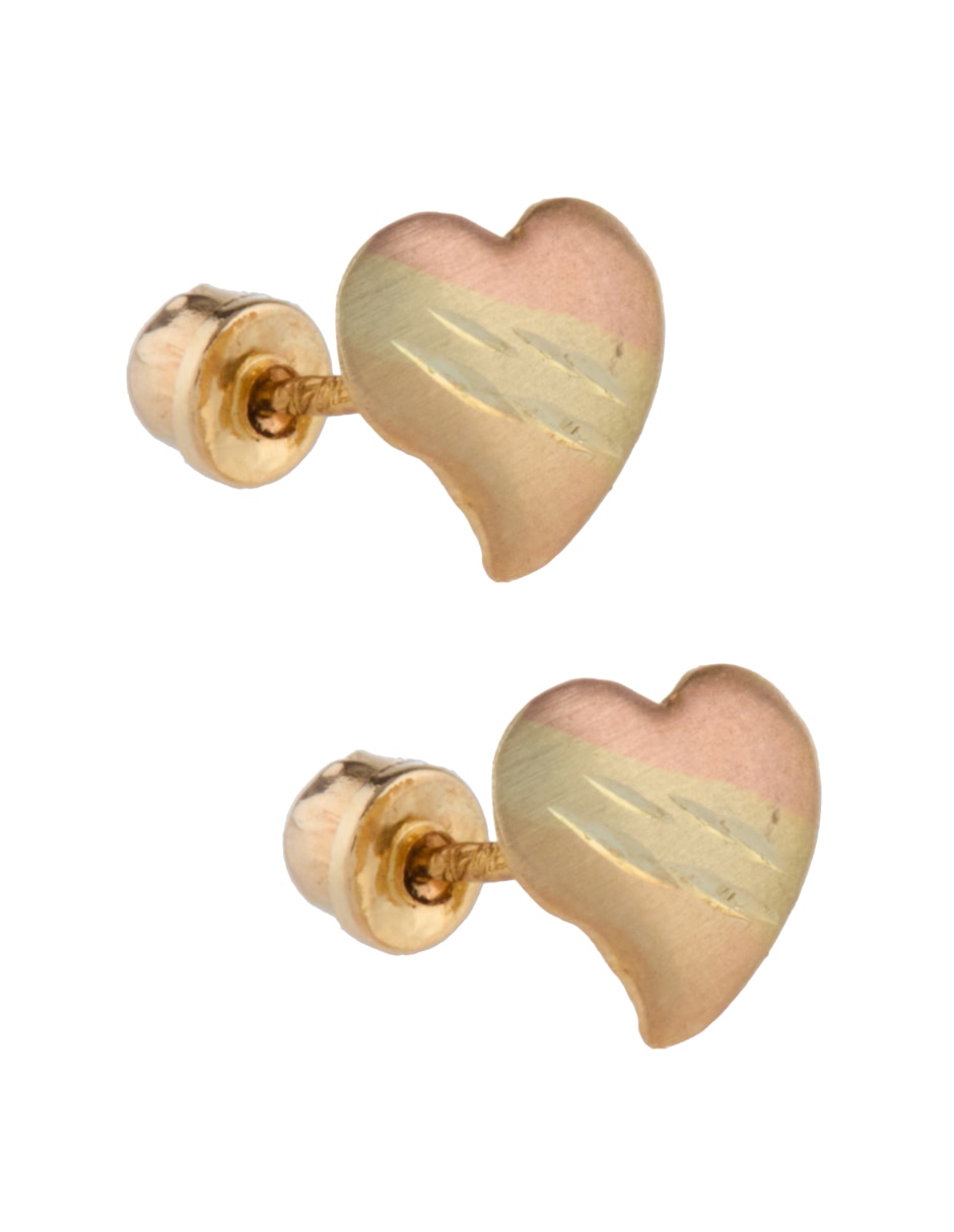 Broqueles de corazón de oro 14 K 2