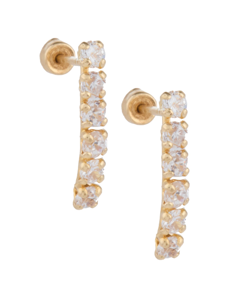 Broqueles de oro 14 K con acabado pavé zirconia 2