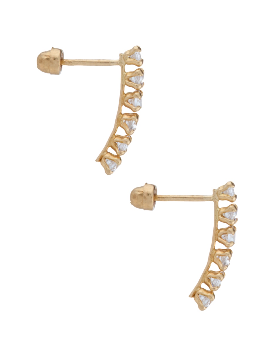 Broqueles de oro 14 K con acabado pavé zirconia 3