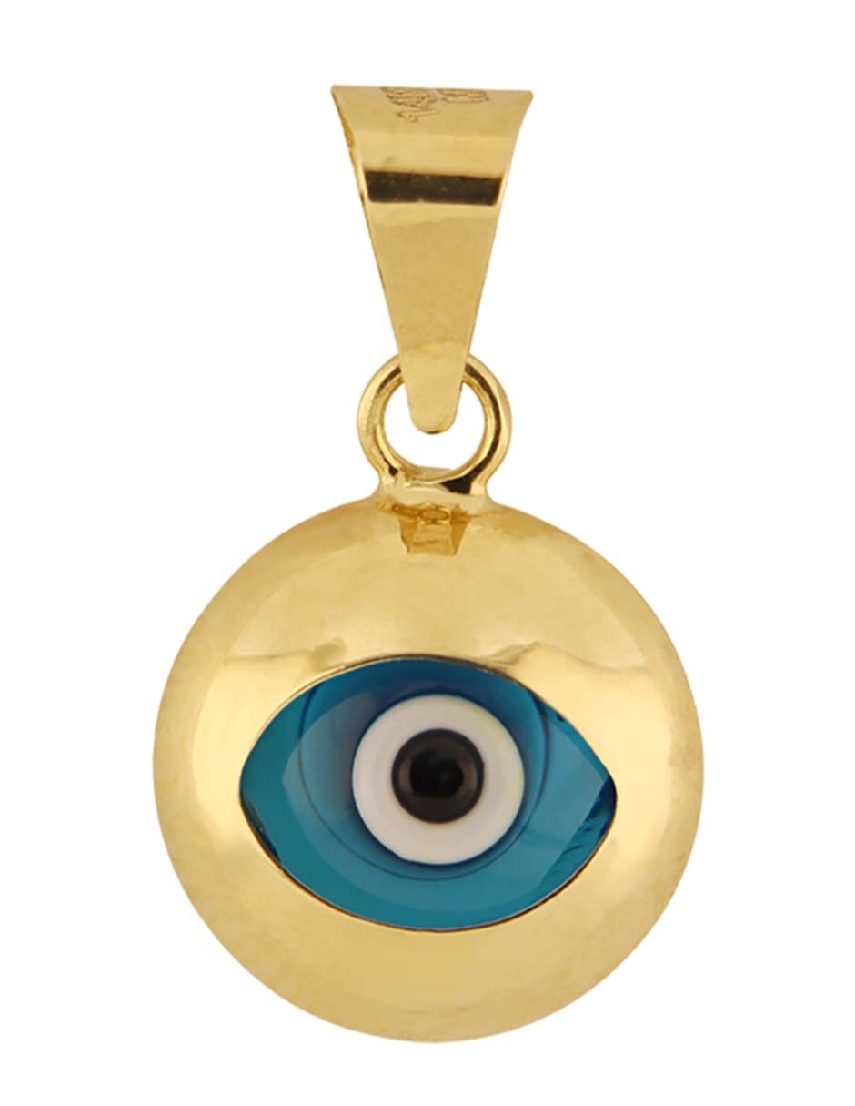 Dije de ojo turco de oro amarillo 14 K cristal Dije de ojo turco de oro amarillo 14 K cristal