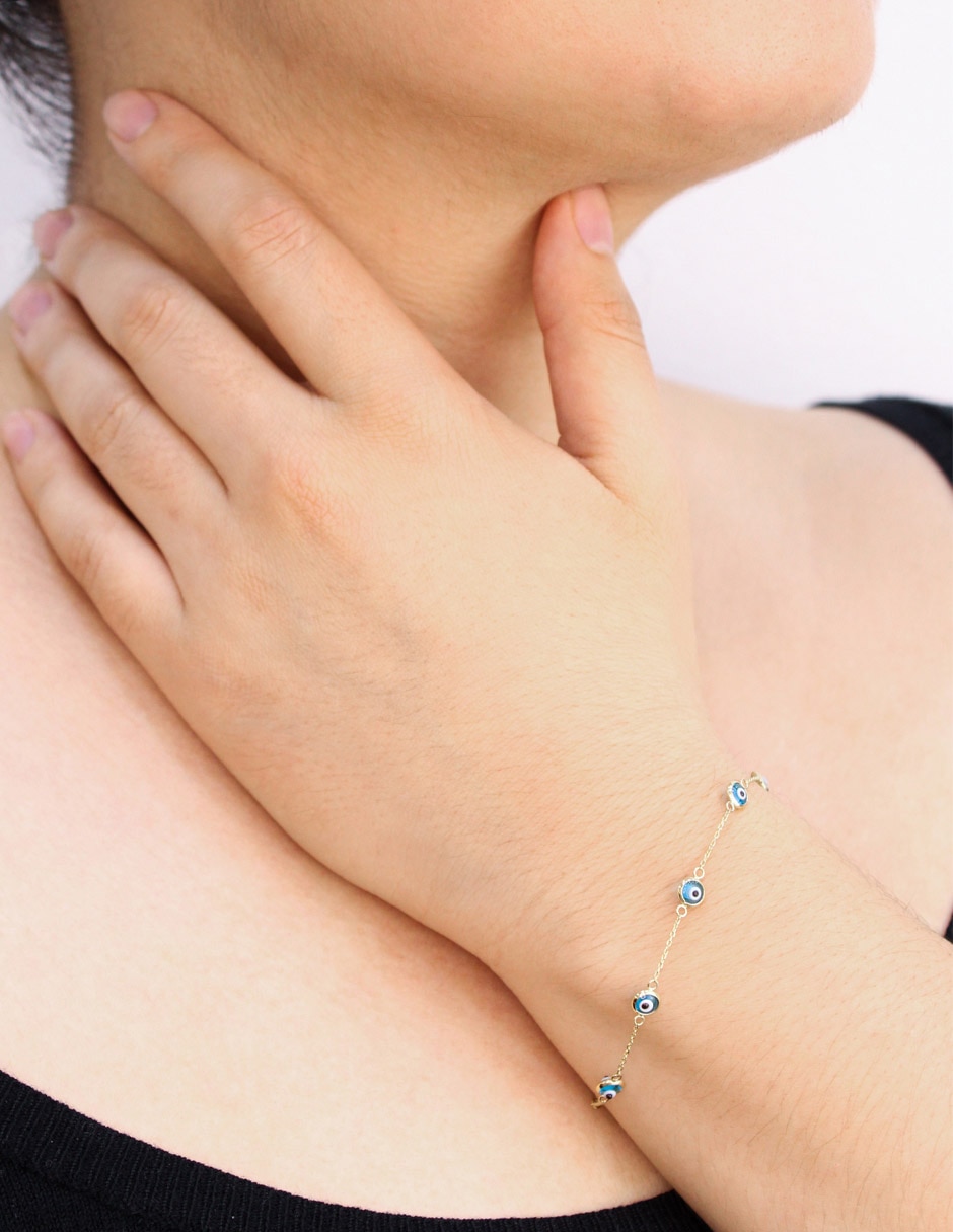 Pulsera de oro amarillo con cristal 14 k 4