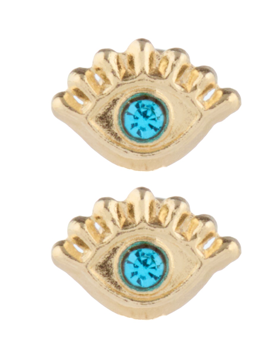 Broqueles de ojo de oro 14 K con acabado brillante circonita