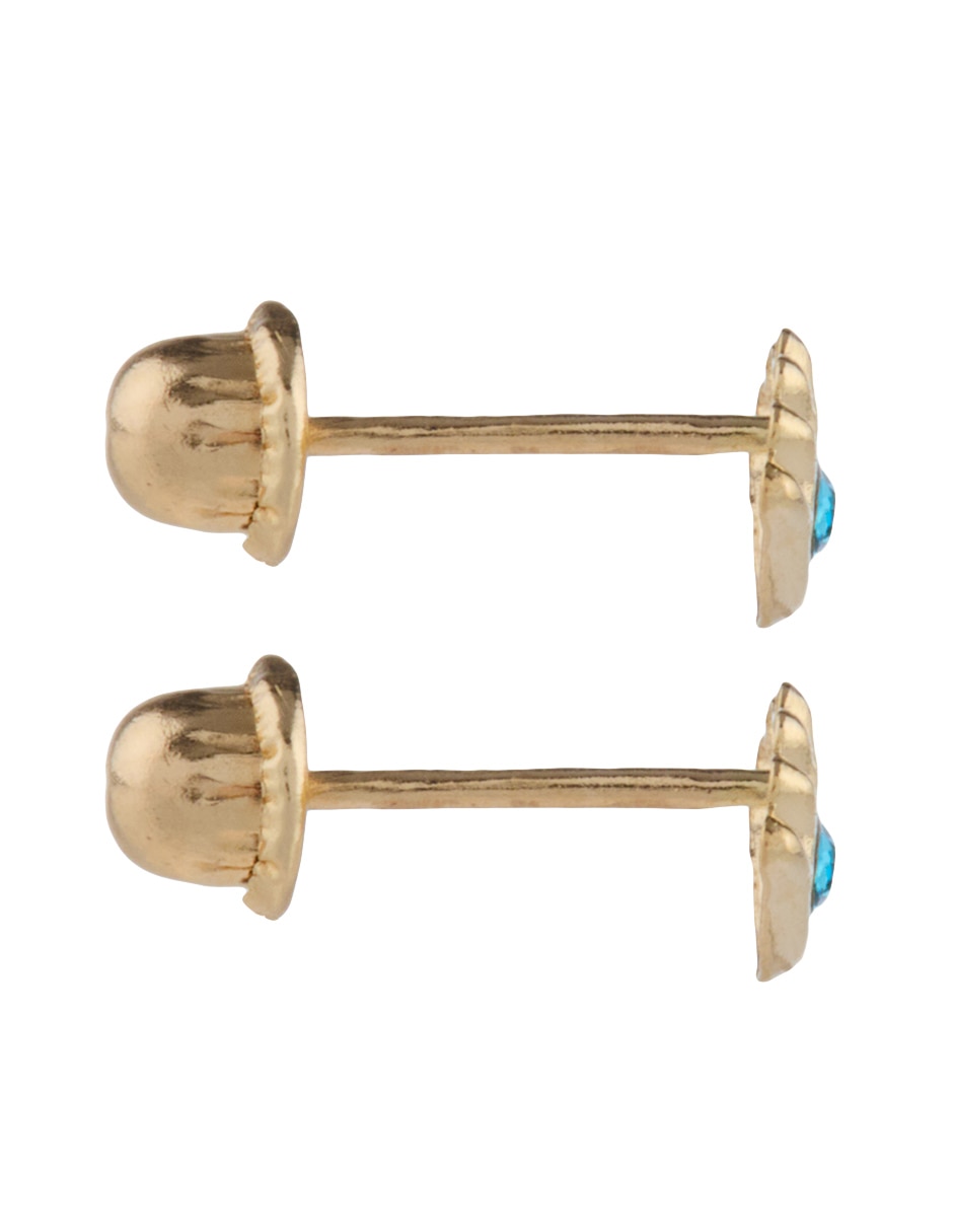 Broqueles de ojo de oro 14 K con acabado brillante circonita 3