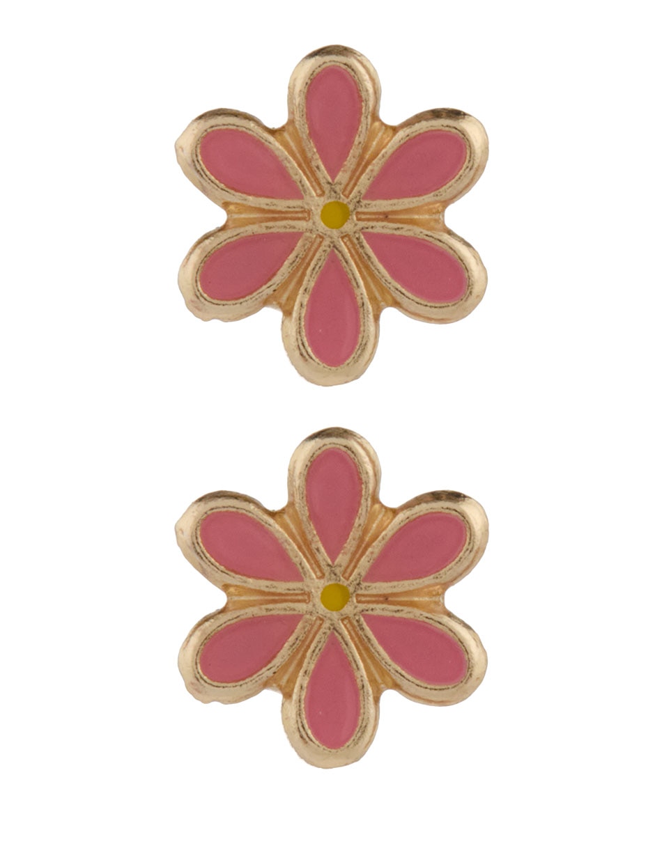 Broqueles de flor de oro 14 K con acabado pulido