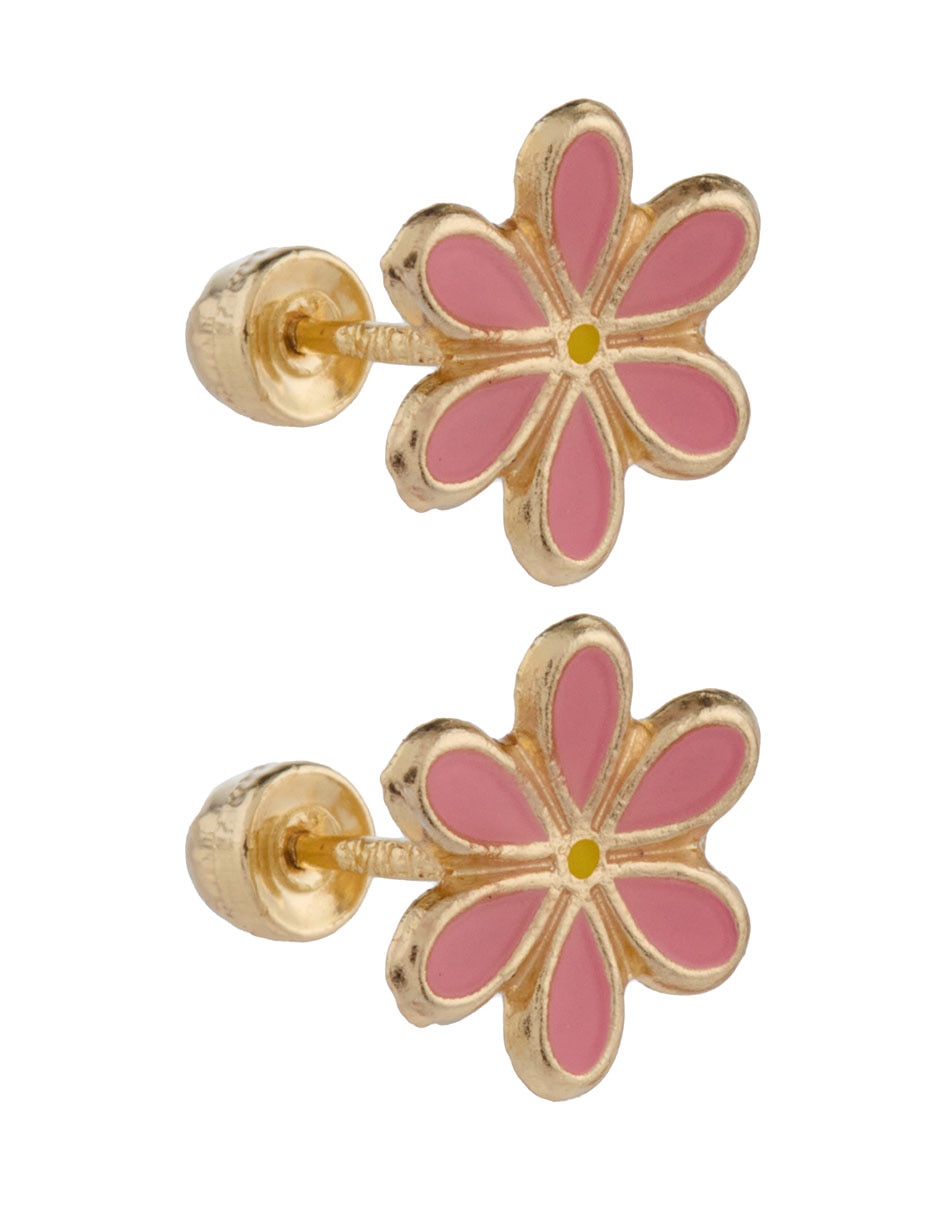 Broqueles de flor de oro 14 K con acabado pulido 2