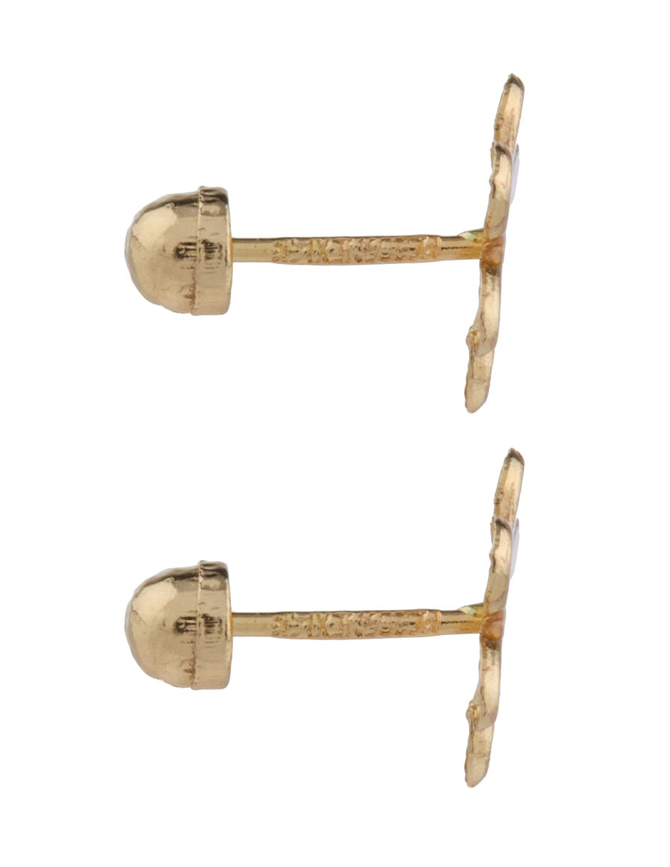 Broqueles de flor de oro 14 K con acabado pulido 3
