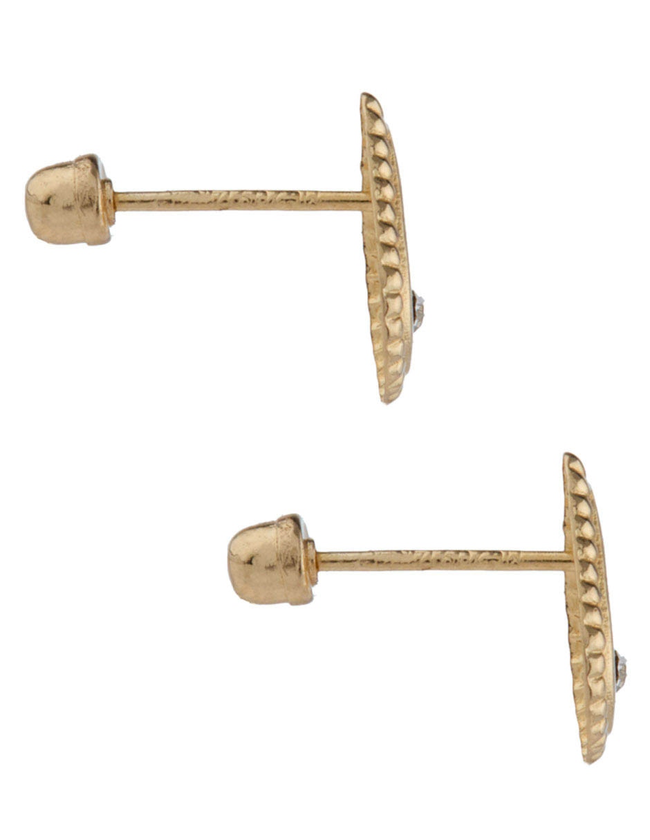 Broqueles de gota de oro florentino 14 K con acabado brillante zirconia 3