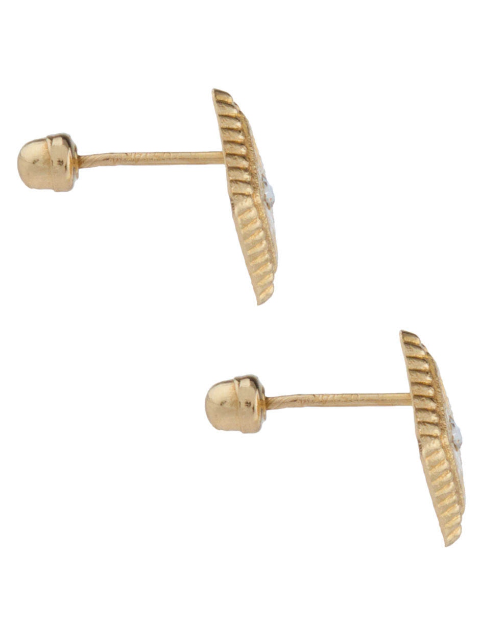 Broqueles de rombo de oro 14 K con acabado brillante zirconia 3
